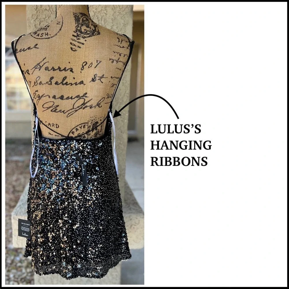 Lulus Force of Fashion Black Backless Sequin Mini Dress Size Small NWTs - Picture 4 of 7